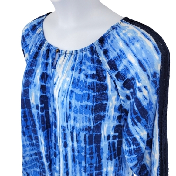 French Laundry Womens Multi Blue Tie Dye Top Size 2X - Picture 3 of 11